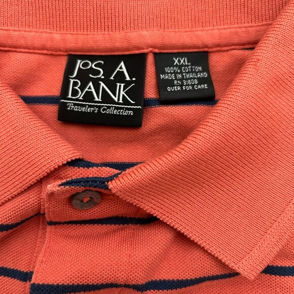 Jos A Bank Traveler's Collection Striped Orange Polo Shirt Size XXL - Picture 2 of 3